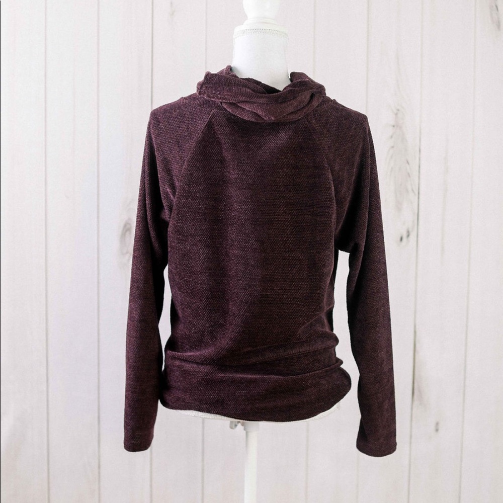 Callie- burgundy cowl sweater top with buttons - Picture 3 of 8